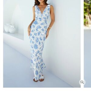 Blue Floral Wrap Maxi Dress - Women